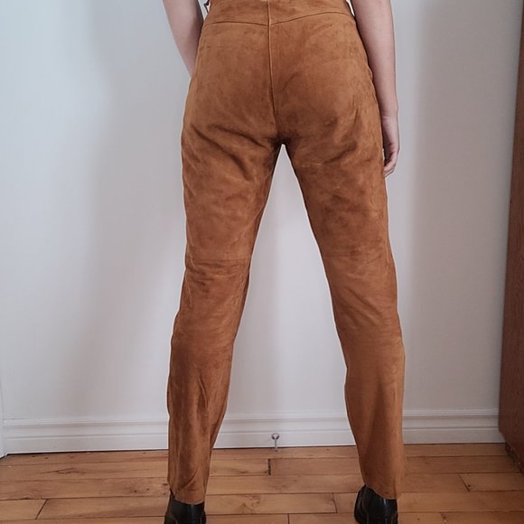JODHPUR GALERIES LAFAYETTE VINTAGE BROWN SUEDE LEATHER PANTS - Picture 2 of 4